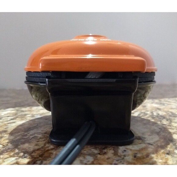 DASH Pumpkin‎ Mini Waffle Maker Orange Electric Griddle Individual DMWP001OR - Picture 9 of 16